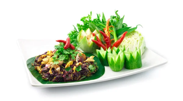Πικάντικο Ακατέργαστο Κιμάς Χοιρινό Σαλάτα Συστατικό Πικάντικα Βότανα Της Ταϊλάνδης — Φωτογραφία Αρχείου