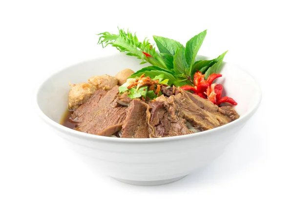 Vermicelli Nudeln Mit Geschmortem Rindfleisch Chinesischer Kräutersuppe Kuay Taiw Nuae — Stockfoto