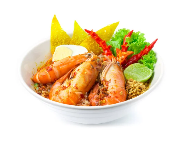 Vermicelli Rice Noodle Shrimps Spicy Soup Tom Yum Goong Thai — 스톡 사진