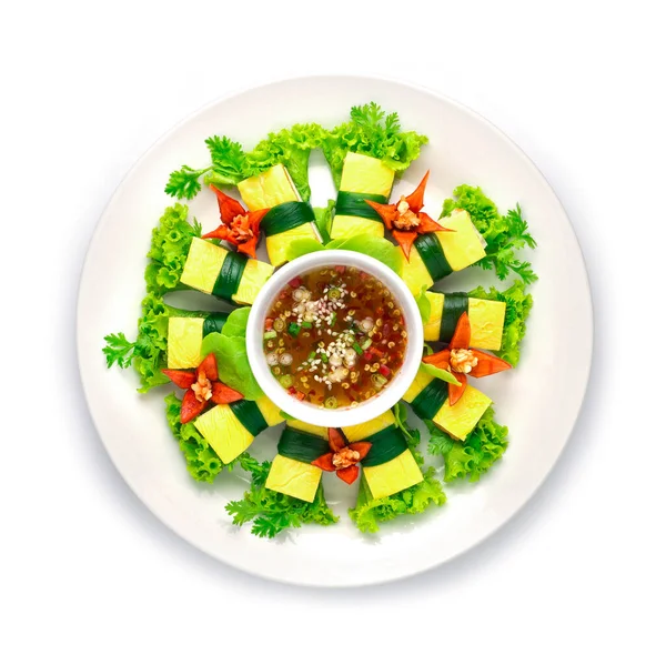 Χοιρινό Σαλάτα Bite Συνταγή Βιετναμέζικο Στυλ Τροφίμων Γλυκιά Σάλτσα Εμβάπτιση — Φωτογραφία Αρχείου