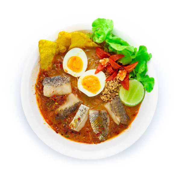 Mie Nasi Vermicelli Dengan Seabass Asia Atau Snapapper Fush Sup — Stok Foto