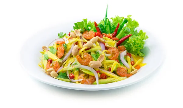 Mango Spicy Salad Dried Shrimps Thai Food Spicy Tasty Asian — Zdjęcie stockowe