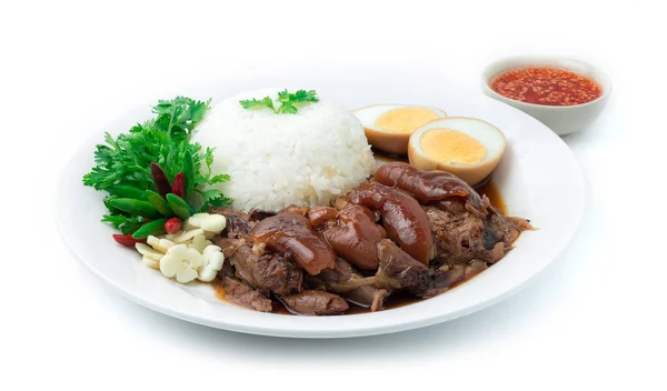 Kaki Babi Direbus Dengan Nasi Dan Telur Resep Asian Food — Stok Foto