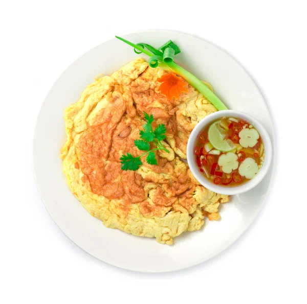 Omelet Fried Eggs Thai Food Style Dish Decorate Carved Vegetables — Stock Photo, Image