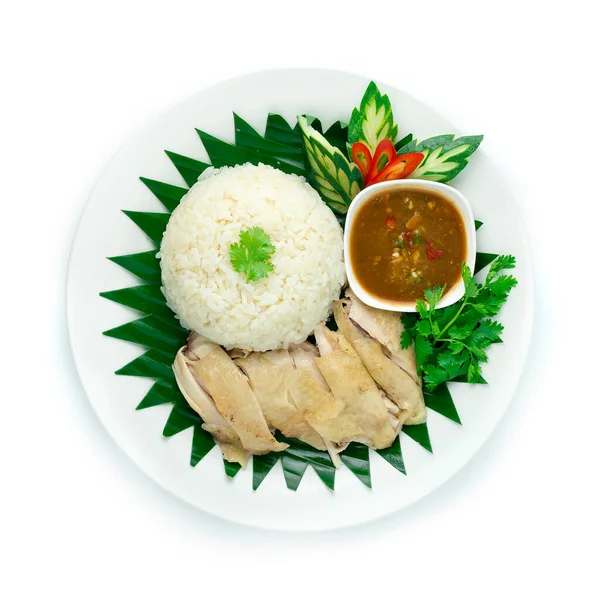 Ayam Hainan Nasi Dikukus Thai Food Asian Popular Dish Disajikan — Stok Foto