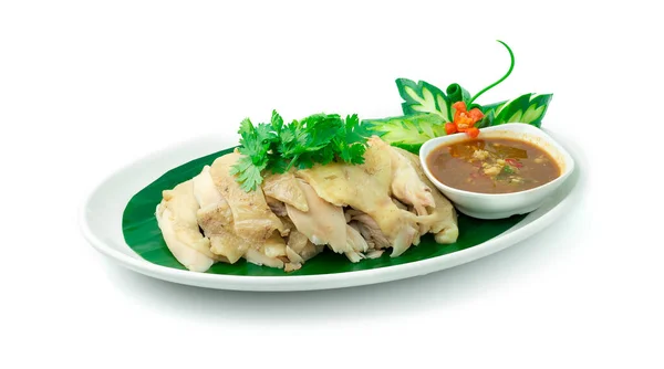 Hainanese Chicken Steam Cutlet Thai Food Asian Népszerű Étel Felszolgált — Stock Fotó