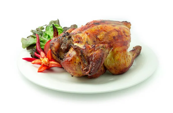 Grillowany Kurczak Oryginalny Przepis Thai Food Azjatycki Styl Ozdobić Rzeźbione — Zdjęcie stockowe
