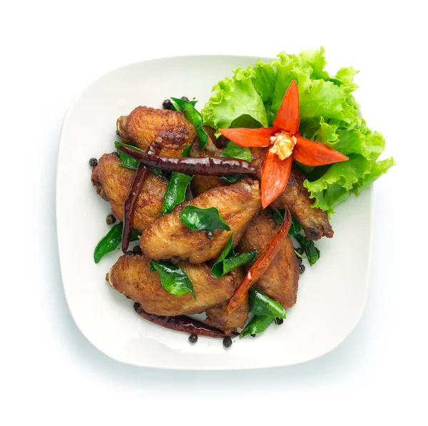 Fed Chicken Wing Thai Herbs Dried Chili Black Pepper Kaffer — стокове фото