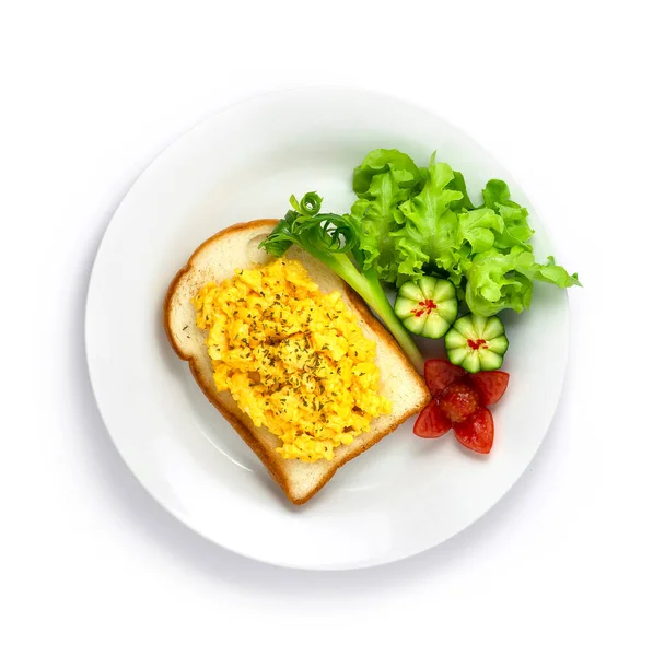 Scramble Huevo Con Pan Plato Cocido Para Desayuno Puede Comer —  Fotos de Stock