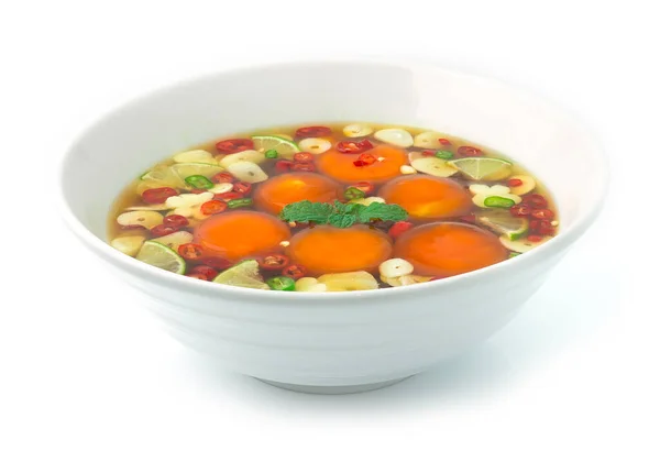 Egg Yolks Pickled Sweet Fish Sauce Chili Garlic Lime Decorate Stock Photo