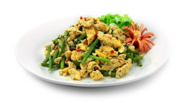 Kızarmış Çin Bataklığı Sabah Groly 'sini yumurta Thaicuisine Fusion Sağlıklı Temizlik ve Dietfood Stili Pişmiş Su ve Soya Sosu Düşük Sodyum Güzel Tadı oyulmuş sebzelerle süslenmiş