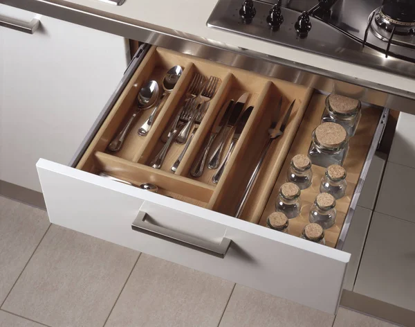 Kitchen Environment Cutlery Drawer — Stock Photo, Image