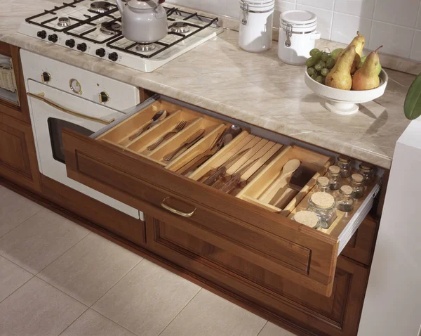 Ambiente Cocina Con Cajón Cubiertos — Foto de Stock