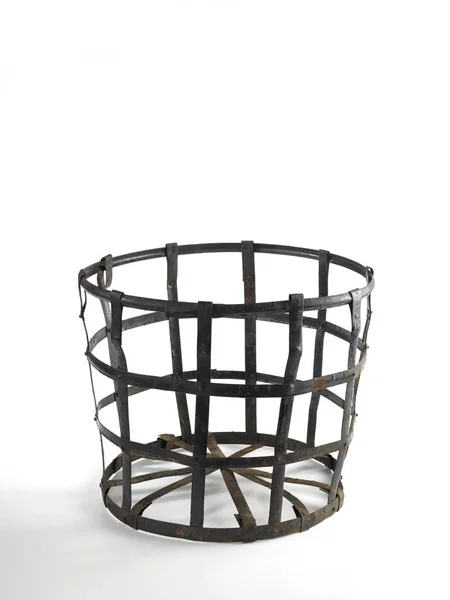Metal Basket White Background — Stock Photo, Image
