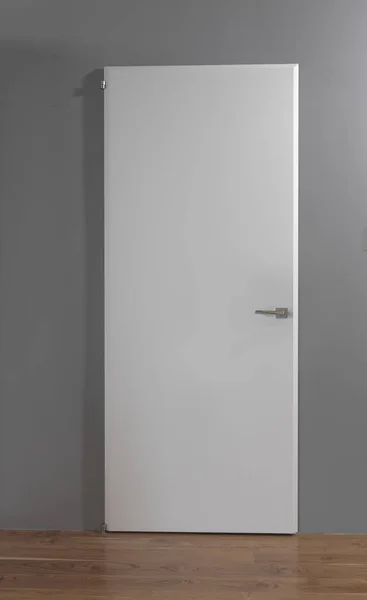 Стена Белой Лакированной Дверью — стоковое фото