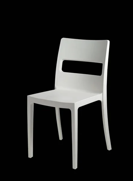 Plastikowe Krzesło Czarnym Tle — Zdjęcie stockowe