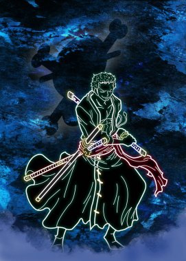 Anime dünyasında ünlü bir karakter çiziyor. Zoro tek parça.