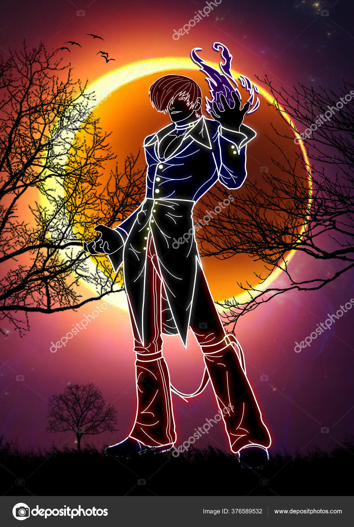 Iori Yagami Owner Blue Flame Eclipse Stock Illustration by ©faissaly1  #376589532