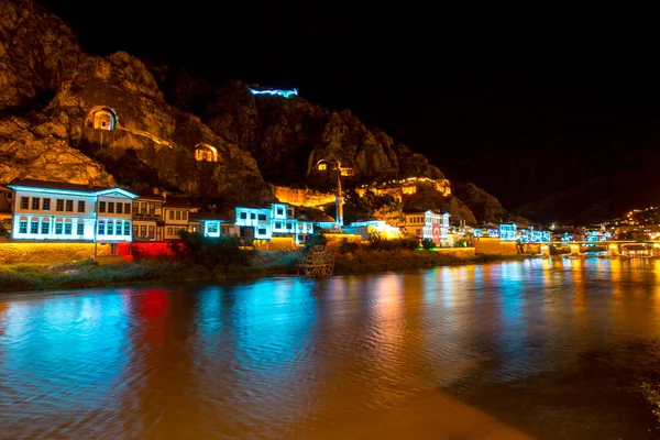 Amasya Turquía Agosto 2017 Viejas Casas Otomanas Torre Del Reloj — Foto de Stock