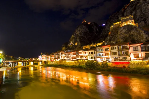 Amasya Turquía Agosto 2017 Viejas Casas Otomanas Torre Del Reloj — Foto de Stock