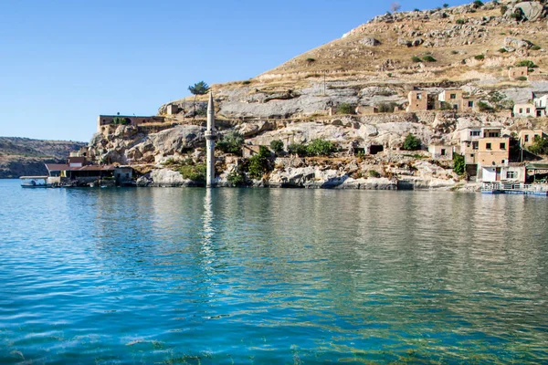 Cidade Velha Halfeti Cidade Velha Halfeti Submergiu Sob Águas Levantando — Fotografia de Stock