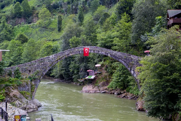 Trabzon Spatlama Turkey Ağustos 2018 Tahta Hapsiyas Köprüsü Kiremitli Kopru — Stok fotoğraf