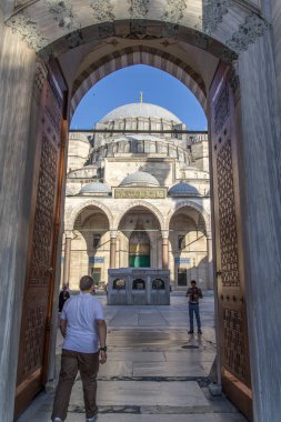 ISTANBUL, TURKEY - 25 Haziran 2016; Süleyman Camii, İstanbul 'un Üçüncü Tepesi' nde yer alan bir Osmanlı İmparatorluk camii. Şehirdeki en büyük camidir.,