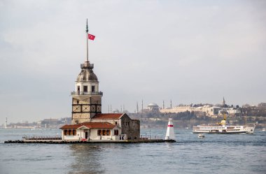 İstanbul, Türkiye 'de Bakire Kulesi (Leander' s Tower)