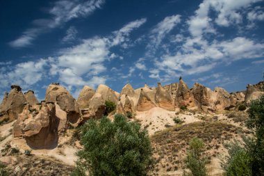 Türkiye 'nin Kapadokya' sında volkanik tufa oluşumları.