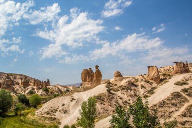 Türkiye 'nin Kapadokya' sında volkanik tufa oluşumları.
