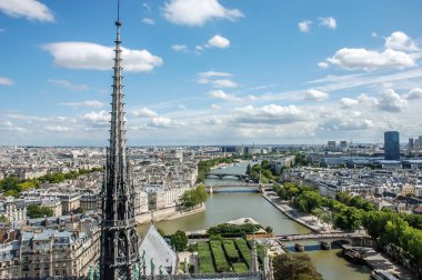PARIS, FRANCE- 18 AĞUSTOS 2014; Notre Dame Katedrali 'nden görüş tüm Paris' i görebilir