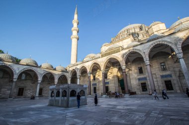 ISTANBUL, TURKEY - 25 Haziran 2016; Süleyman Camii, İstanbul 'un Üçüncü Tepesi' nde yer alan bir Osmanlı İmparatorluk camii. Şehirdeki en büyük camidir.,