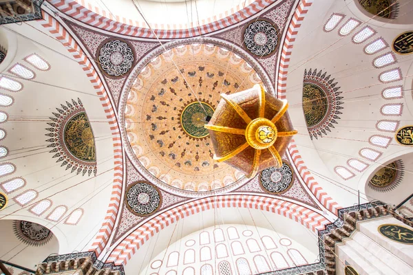 Istanbul Turkey Augusti 2016 Interiören Suleiman Moskén Suleymaniye Camii Stor — Stockfoto