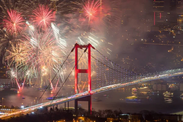 Det Här Isabel Turkey Nyårsfirande 2020 Runt Istanbul Fyrverkerier Med — Stockfoto