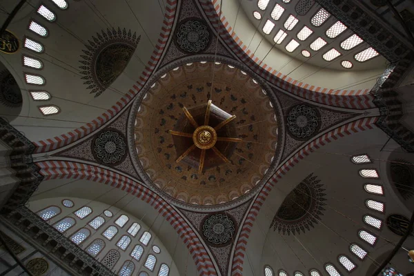 Istanbul Türkei August 2016 Das Innere Der Suleiman Moschee Suleymaniye — Stockfoto