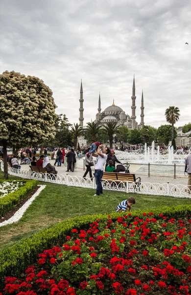 Κωνσταντινούπολη Ταξίμ Τουρκία Απριλίου 2018 Όμορφες Πολύχρωμες Τουλίπες Παρτέρια Διαμόρφωση — Φωτογραφία Αρχείου