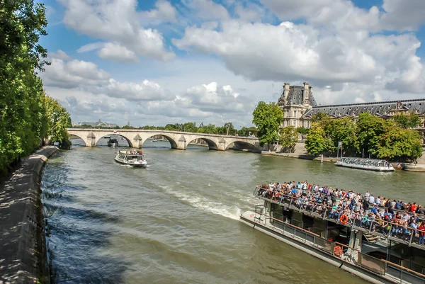 Paris France August 2014 Сена 776 Кілометровою Річкою Важливим Комерційним — стокове фото