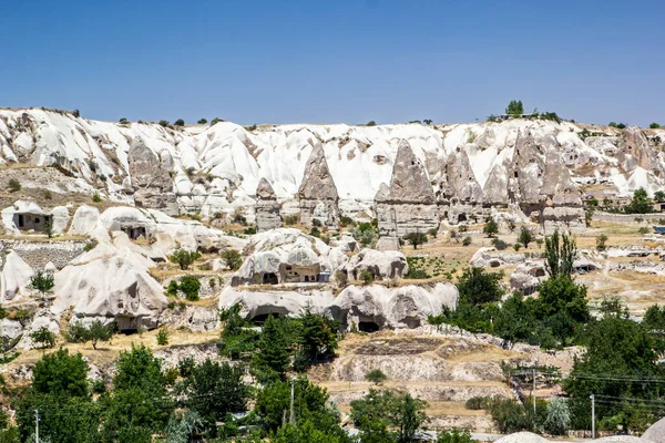 Pohled Západ Slunce Jeskyni Goreme Kappadokii Turecku — Stock fotografie