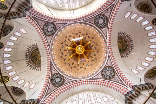 Istanbul Turquía Agosto 2016 Interior Mezquita Suleiman Suleymaniye Camii Una — Foto de Stock