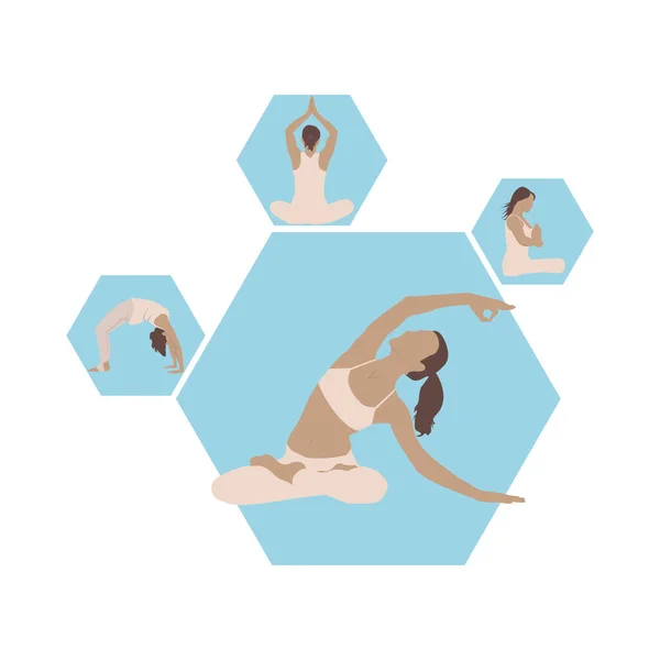 yoga sınıfı, meditasyon, mavi arkaplan simgeleri