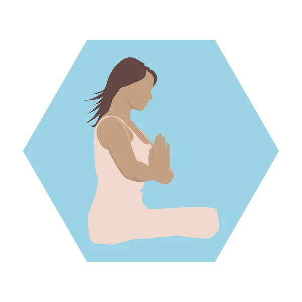 Yoga yapan insanlar, mavi arka planda farklı pozlar.