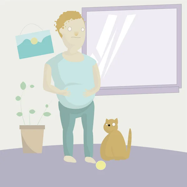 Şişman adam evde bir kediyle karantinaya alındı.