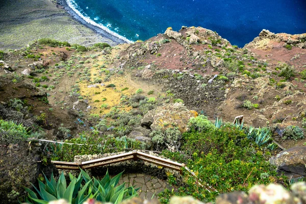 Vistas Paisaje Con Playa Océano Verde Árboles — Foto de Stock