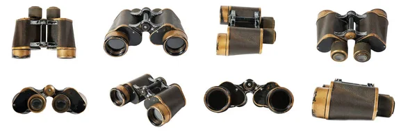 Old binoculars on a white background — Stock Photo, Image