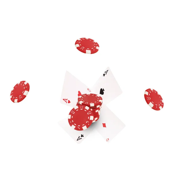 Playing cards flying at the white background — Stock Photo, Image