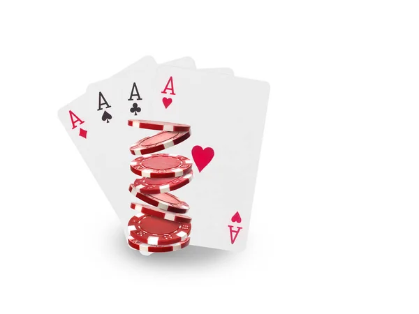Playing chips flying at the white background — Stock Photo, Image