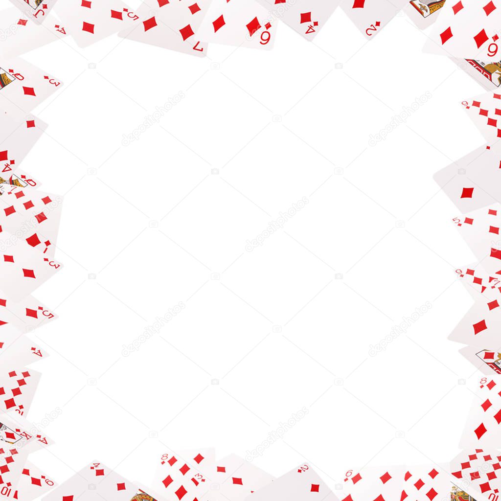 Frame of playing cards on background