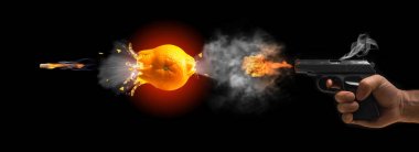 karanlık bir arka plan üzerinde bir silah dondurucu atış kavramı