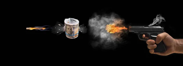 karanlık bir arka plan üzerinde bir silah dondurucu atış kavramı