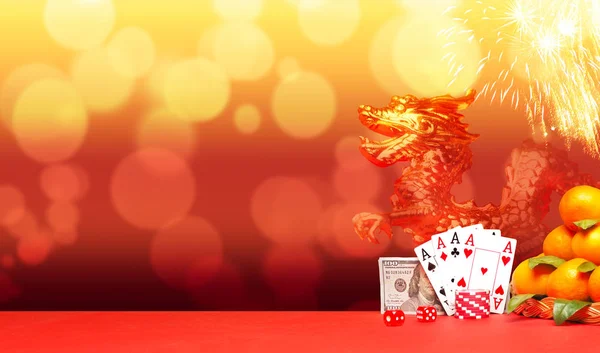 Casino concept on bright chinese background. — Stock Photo, Image